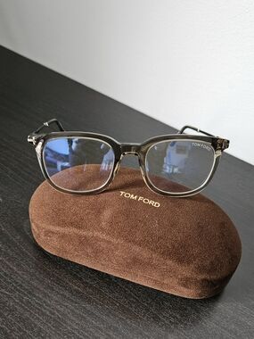 Tom Ford Men’s Clear Gray Frame Glasses - Non-Prescription